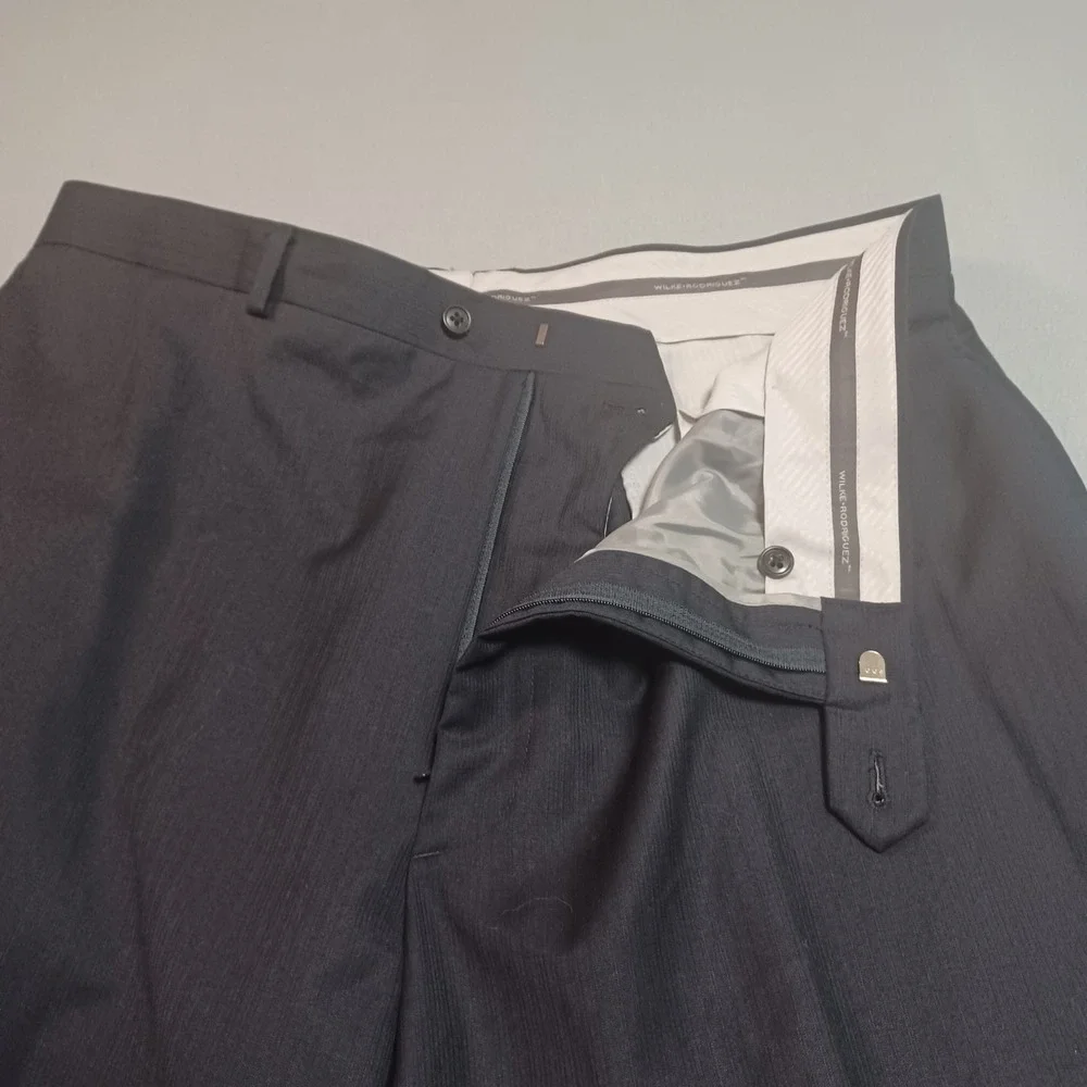 Wilke-Rodriguez Mens 40x30 Wool Suit Pants Charcoal Gray Dress‎ Trousers Cuffed